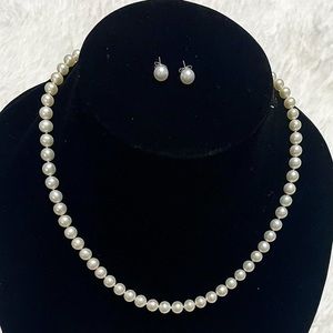 Blue Lagoon Mikimoto Pearl Necklace and Earrings